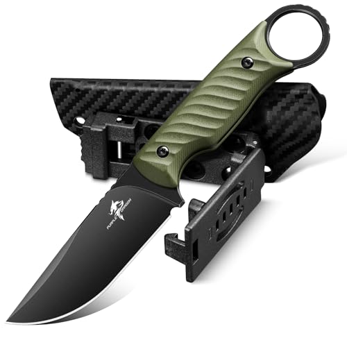 Purple Dragon Fixed Blade Knife with Kydex Sheath -Survival Knife Green - color: Green
