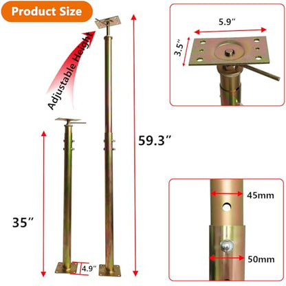 House Floor Jack Post 35" - 59.8" Adjustable for Leveling Lifting, 2 Pack - size: 35"-59.8"