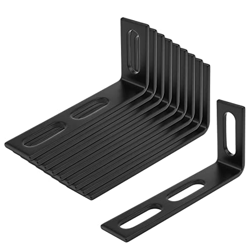 10 Pack 4-1/4" x 2" x 7/8" Black Adjustable Slotted L Angle Bracket