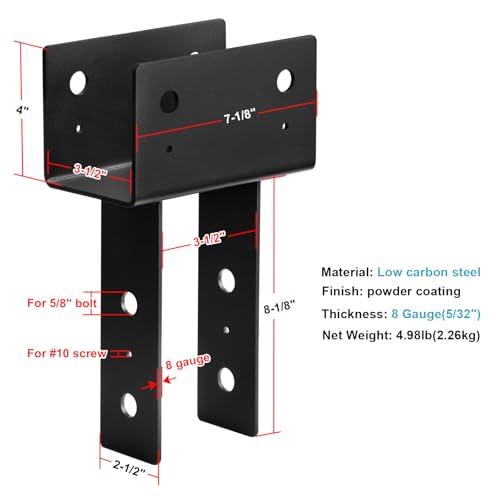 2 PCS 4x6 Column Caps Tie Bracket, Post to Beam Connector for Pergola