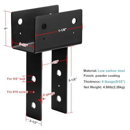 2 PCS 4x6 Column Caps Tie Bracket, Post to Beam Connector for Pergola