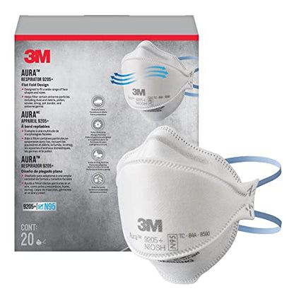 3M™ Aura™ N95 Particulate Respirator, 9205PH-20-DC, Pack of 20 Respirators, White