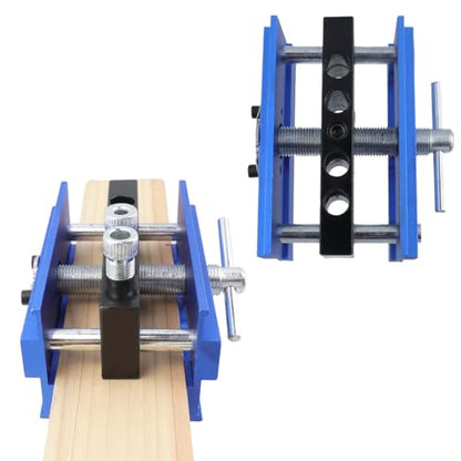 4.72 Inch Self Centering Doweling Jig Kit, Drill Jig for Straight Holes Biscuit Joiner Set With 4 Drill Guide Bushings, Adjustable Width Drilling Guide Power Tool Accessory Jigs(Blue)