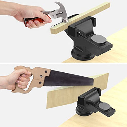 Housolution Universal Table Vise 3 Inch, 360°Swivel Base Bench Clamp - color: Black