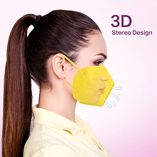 Miuphro 50 Pack Cup Dust Safety Disposable Masks, KN95 5-Layer Foldable Masks - color: Yellow