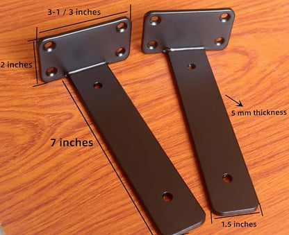 2 Pack - 7 inch Black Hidden L Shelf Bracket (1/5 Inch Thicked) Iron Floating Shelf Brackets Rustic Industrial Metal Brackets for Shelf Support - size: 7 Inch, style: Black 2 Pack