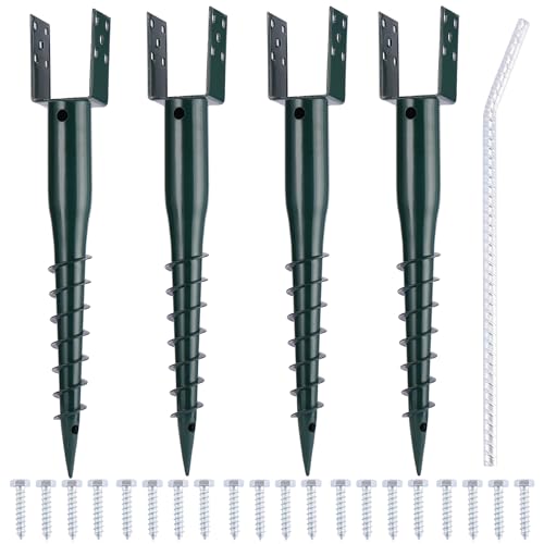 No Dig Ground Screw Anchor, U Shaped Powder-Coated Post Stake, 27 inch 4pcs - size: 27inch 4pcs