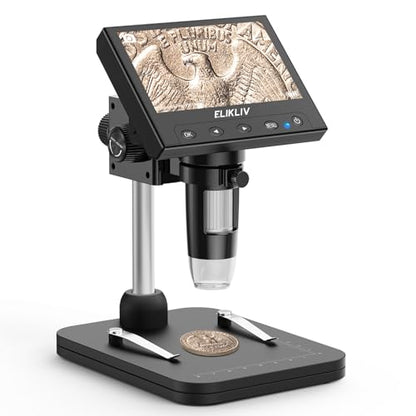 Elikliv Coin Microscope, 4.3'' LCD Digital Microscope 1000x - color: Black
