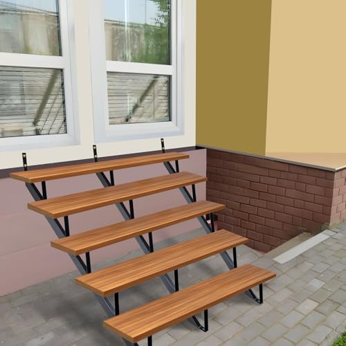 Steel Stair Riser 5 Step 3 Pack, 42" H Metal Stair Stringers for Deck - size: 5 Step