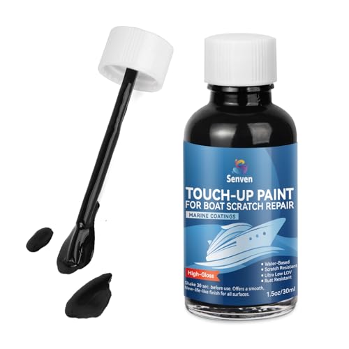 SENVEN Boat Paint Touch Up Pen High-Gloss Boat Scratch Repair Marine Topside Bottom Enamel Marine Repair for Boats, Wood, Fiberglass, Aluminum, Metals Black White 30ml - color: Black