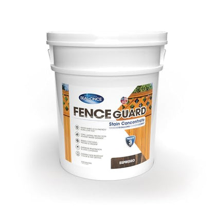 SEAL-ONCE Fence Guard Water-Repellent Wood Stain, Espresso, 5 Gallon - color: Espresso, size: 5 Gallon