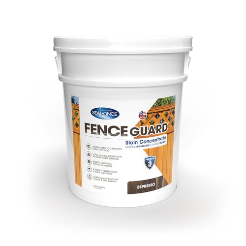 SEAL-ONCE Fence Guard Water-Repellent Wood Stain, Espresso, 5 Gallon - color: Espresso, size: 5 Gallon