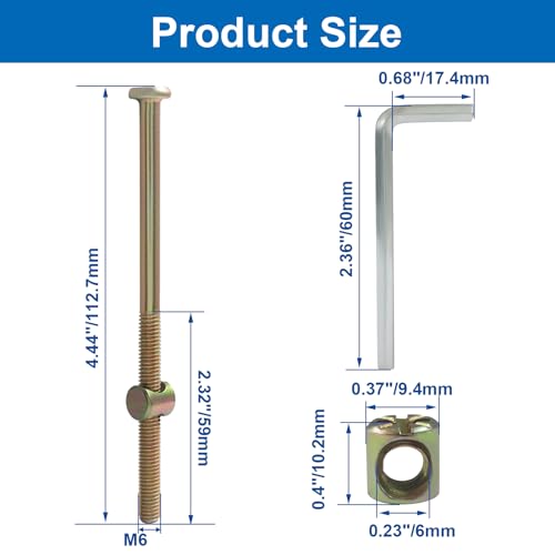 M6 X 110mm Barrel Bolt Nuts, 10 Pack - size: M6(110mm)