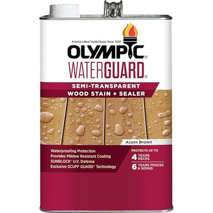 Olympic WaterGuard 1 gal Acorn Brown Semi-Transparent Wood Stain & Sealer