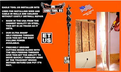 Made in The USA, Eagle Tool US EA75018, Installer Drill Bit, Auger Style, 3/4-Inch by 18-Inch, 1/4-Inch Shank - size: 3/4 in., style: 18 in.