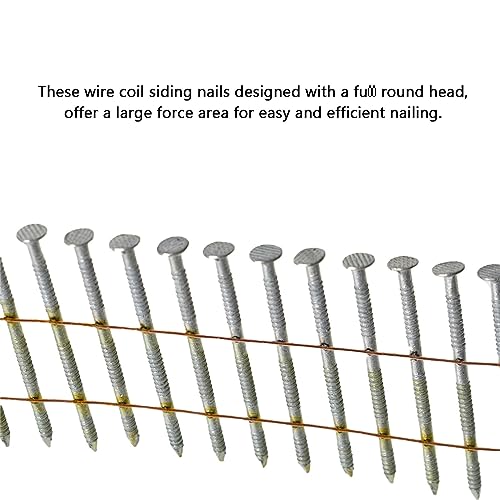 GXYWADY 3600Pcs Wire Coil Siding Nails 0.092 x 1-1/2 In Hot-Dip Galvanized Paint-Dipped Ring Shank Inclined 15 Degree Full Round Head Siding Nails of Lathing and Sheathing Materials - size: 0.092*1-1/2in