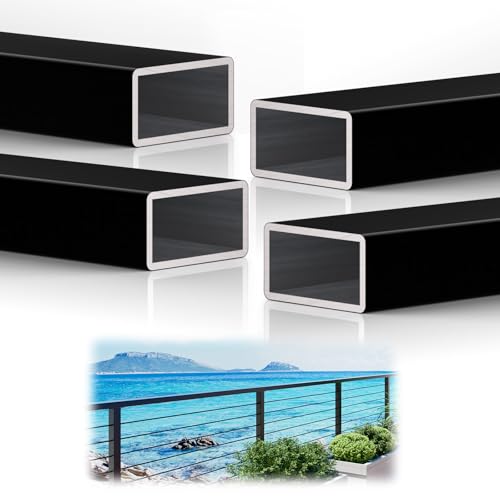 6FTx 2"x1" Aluminum Black Handrail with Self Drilling Screw Nylon End Caps - size: 6 Feet