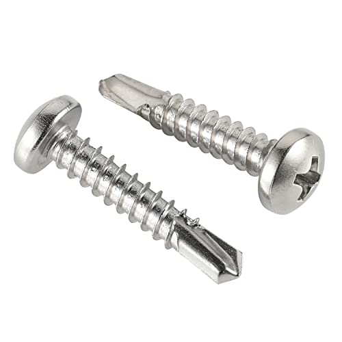 Mellewell #6 x 5/8" Pan Head Self Drilling Screws, Self Tapping Sheet Metal Screws, 410 Stainless Steel, 100 PCS - color: Silver, size: #6 x 5/8"