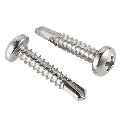Mellewell #6 x 5/8" Pan Head Self Drilling Screws, Self Tapping Sheet Metal Screws, 410 Stainless Steel, 100 PCS - color: Silver, size: #6 x 5/8"