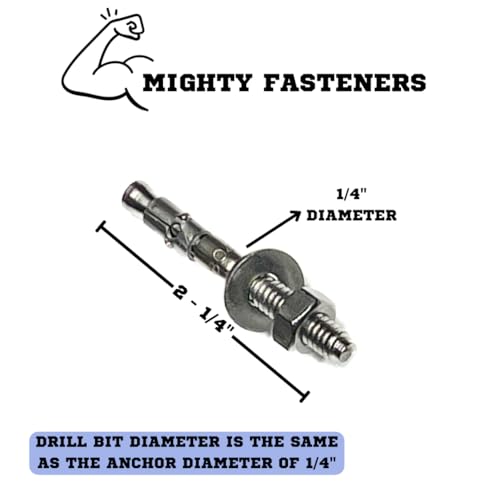 Mighty Fasteners 304 Stainless Steel Wedge Anchors 1/4" X 2-1/4" - 25 Pack - size: 1/4" X 2-1/4"