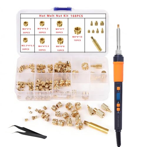 Knurled Brass Inserts M2-M8 Kit with 90W Soldering Iron 3D Printing Tools