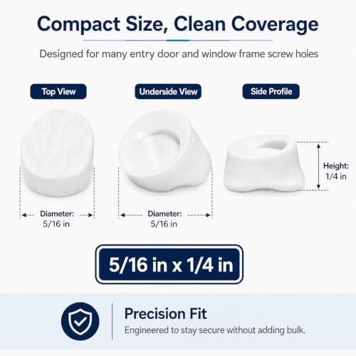 50 Pcs Door Screw Hole Plugs Screw Hole Covers 5/16 x 1/4 White