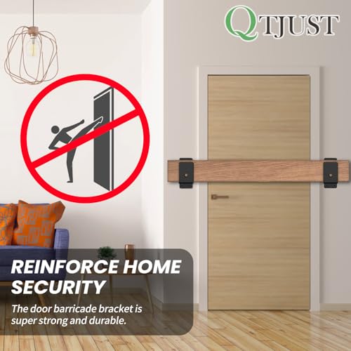 2Pack Black Heavy Duty 2x4 Steel U Door Barricade Brackets for Security Use - size: 2 Pack