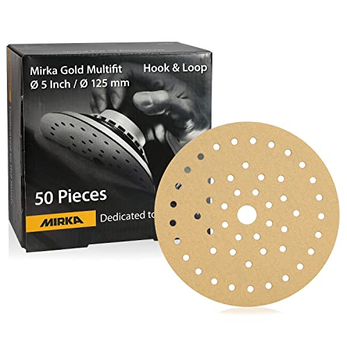 Mirka Gold Multifit 5 Inch 800 Grit Hook and Loop Sanding Discs, 50 Pack - size: Grit 800