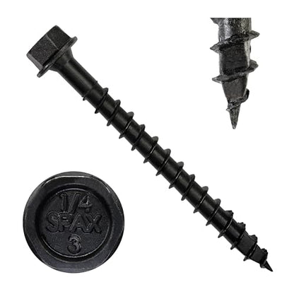 SPAX 1/4" x 3" Powerlags XF Exterior Hex Head Structural Wood Lag Screws (500 pcs) 3/8" Hex Driver HCR Heavy Duty Pergola Posts Beams Fence Structures High Corrosion Resistant - size: 1/4" x 3"