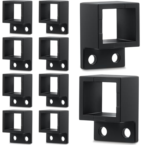 Zonon 10 Pcs 1 x 1 1/8in Aluminum Fence Brackets, Black Flat Rail Mount