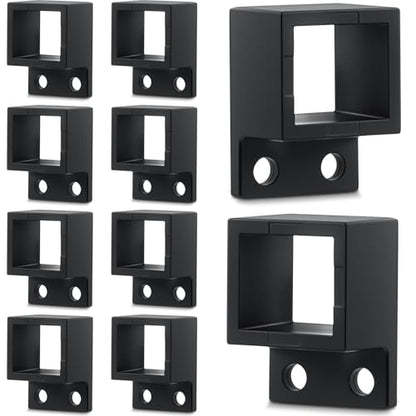 Zonon 10 Pcs 1 x 1 1/8in Aluminum Fence Brackets, Black Flat Rail Mount