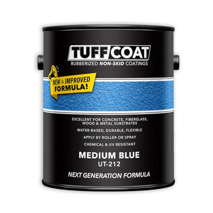Tuff Coat Medium Texture Rubberized Non-Skid Deck Coating – Textured Non-Slip Safety Surface for Pool Decks, Docks, Boat Ramps, Patios, Walkways & High-Traffic Areas (UT-212 Medium Blue 1-gallon) - color: Medium Blue, size: 128 Fl Oz (Pack of 1)