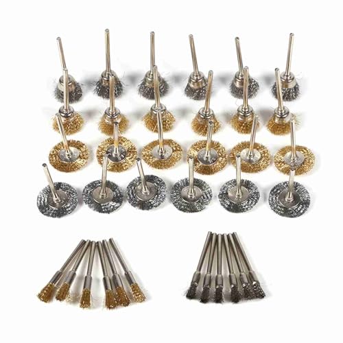 36Pcs Wire Brush Set, Brass and Steel Material for Rust Removal and Polishing, with 18 Copper and 18 Steel Wire Brushes for Wood and Metal