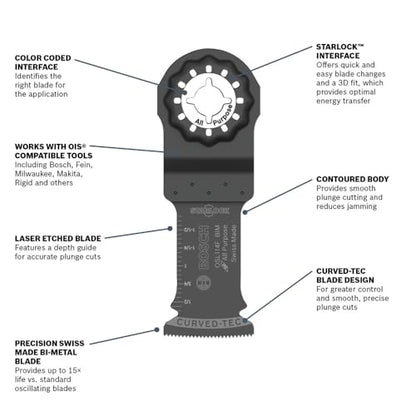 BOSCH OSL114F-3 1-1/4 in. Oscillating Multi-Tool Bi-Metal Blade, 3 Pk. - size: 1-1/4 In.