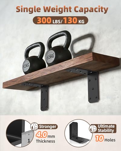 Heavy Duty L Brackets, 5x5 Inch, 300 LBS, Black, 16 Pack - color: Black-16PCS