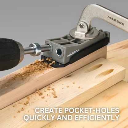 Massca Twin Pocket Hole Jig Kit, Woodworking Tools and Accessories Set