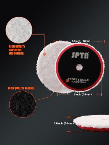 SPTA Microfiber Cutting Pads, Microfiber Finishing Pads Soft Microfiber Wax Removal Pad with Hook and Loop (3 inch(80mm)) - size: 3 inch(80mm)