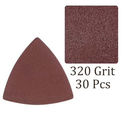 30pcs Mouse Sander Detail Sandpaper 320Grit 3-1/8" Triangle - size: 320 grit
