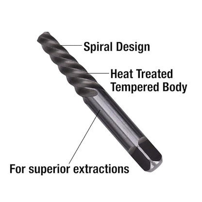 Century Drill & Tool 73406 Spiral Flute Screw Extractor, #6 - size: #6