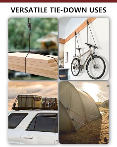 Ratchet Tie Down Straps, 1/4" Adjustable Rope Hangers 4 Pack, 12FT Tie-Down - size: 1/4" 4-Pack