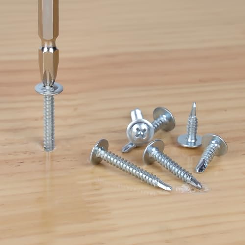 #8 x 1/2" Sheet Metal Screws, 300 PCS Etauwe Fast Self Tapping Screws for Metal, Phillips Modified Truss Head Self-Drilling Screws, Screwdriver Bit Included, Zinc-Plated - color: Zinc, size: #8 x 1/2"