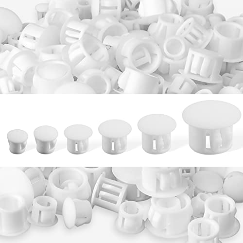 Plastic Furniture Hole Plugs - 6 Sizes (3/16"-3/4"), White (200pcs)