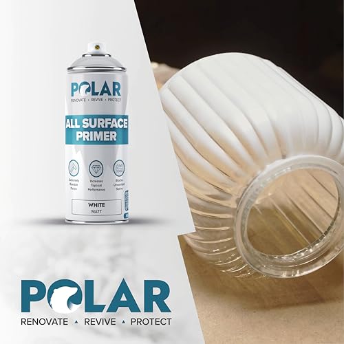 Polar All Surface Primer Matte Gray- 2 x 13.5 Fl Oz - Ideal for Wood, Metal, Plastic, Brick - Enhanced Adhesion & Quick Drying - color: Gray, size: 13.5 Fl Oz (Pack of 2)