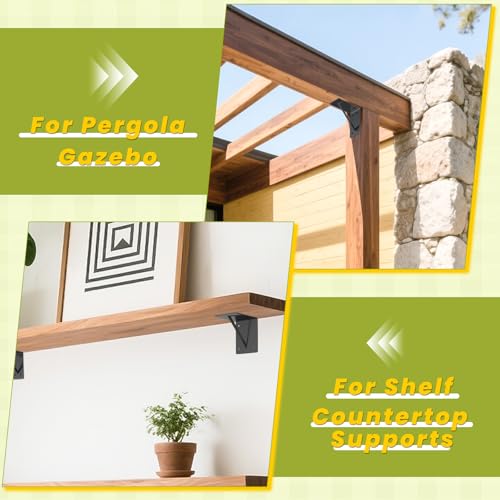 4 Pcs 6"x 6"x 3" L Shape Brackets for Pergola - size: 6"x 6"x 3"