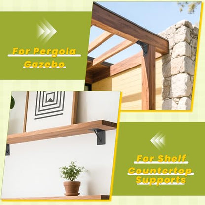 4 Pcs 6"x 6"x 3" L Shape Brackets for Pergola - size: 6"x 6"x 3"