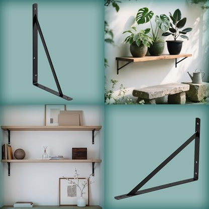 HOME MASTER HARDWARE 16x10 Inch Heavy Duty Shelf Brackets, Black 6 Pack - color: Black, size: 16 inch x 10 inch-6pcs