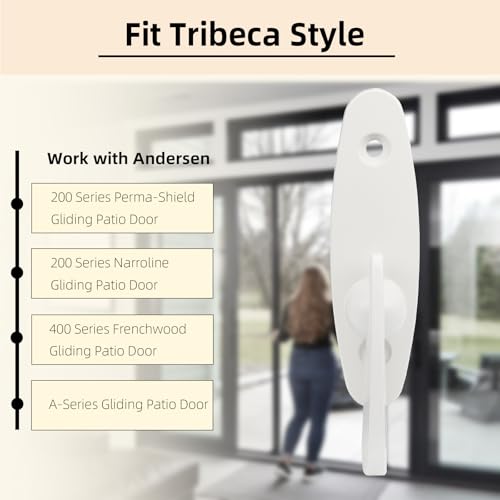 Sliding Door Lock Replacement for Andersen, 10-Years Durable Tribeca Style Thumb Latch, Gliding Door Lock Replacement Parts w/Color-Matched Screws, White