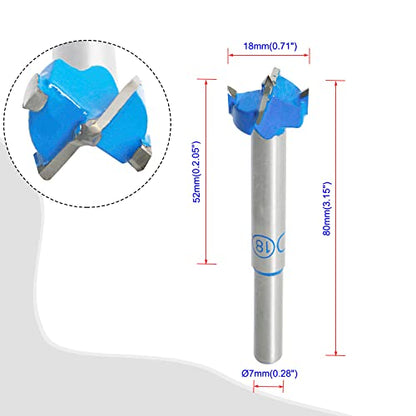 Forstner Drill Bits Professional Carbide Woodworking Hole Saw, Cutting Diameter 18mm, 2Pcs (Blue, Silver) - size: 18mm