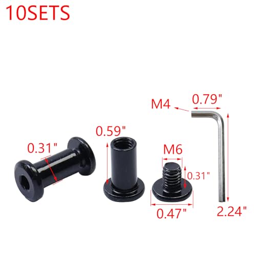 MY MIRONEY 10 Sets Binding Post Screw, M6 x 8mm x 15mm - color: Black, size: M6 x 8mm x 15mm