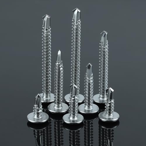 #8 x 1 Phillips Wafer Head Sheet Metal Tek Screws (100 pcs), 410 Stainless Steel, Phillips Drive Wafer Head Self Tapping Screws, Fayeploo (with Phillips Driver Bit) - size: #8 x 1